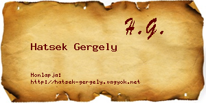 Hatsek Gergely névjegykártya